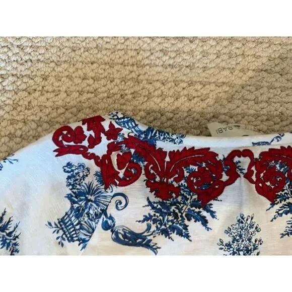 SACHIN & BABI-NWT- CELIA LINEN BLOUSE| FLORAL | EMBROIDERD | TASSEL Sz:M Ret$295 - Picture 8 of 9